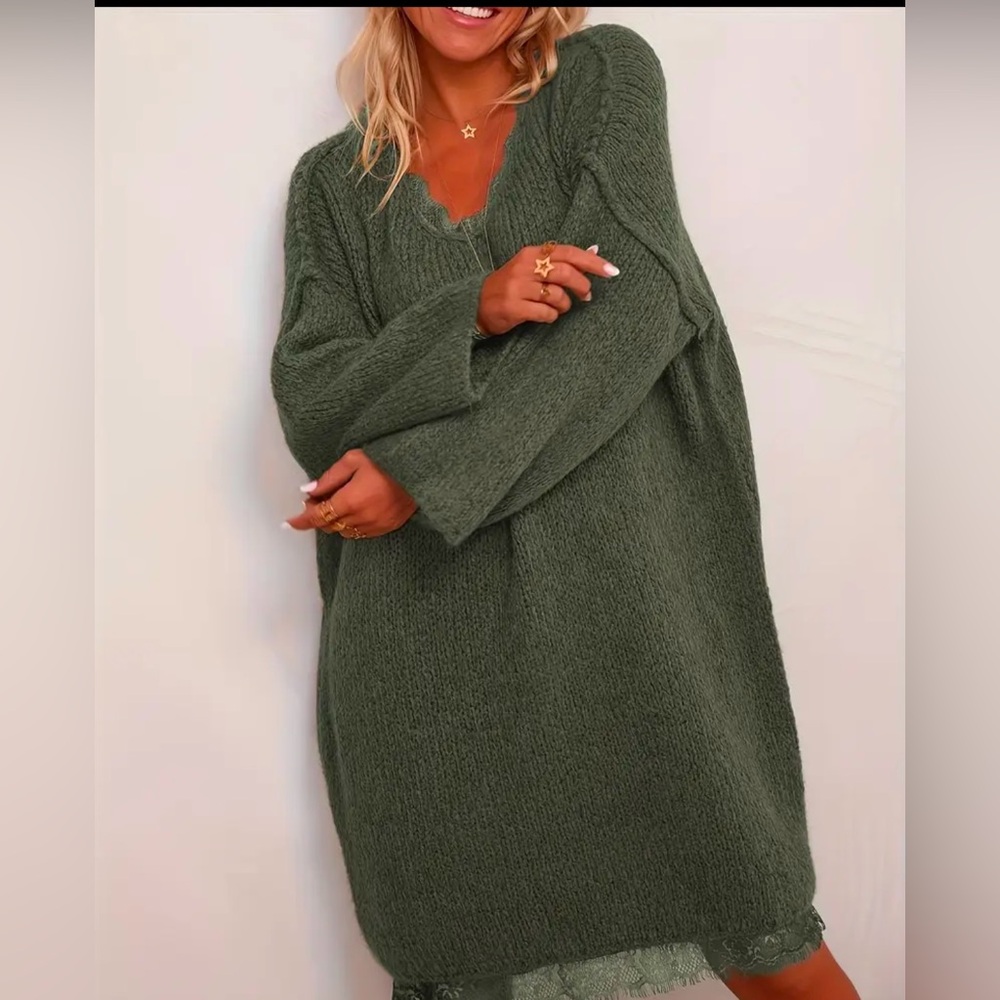 Lace knit dress